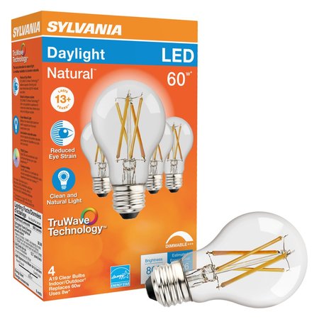 Sylvania Natural A19 E26 (Medium) LED Bulb Daylight 60 W , 4PK 49827
